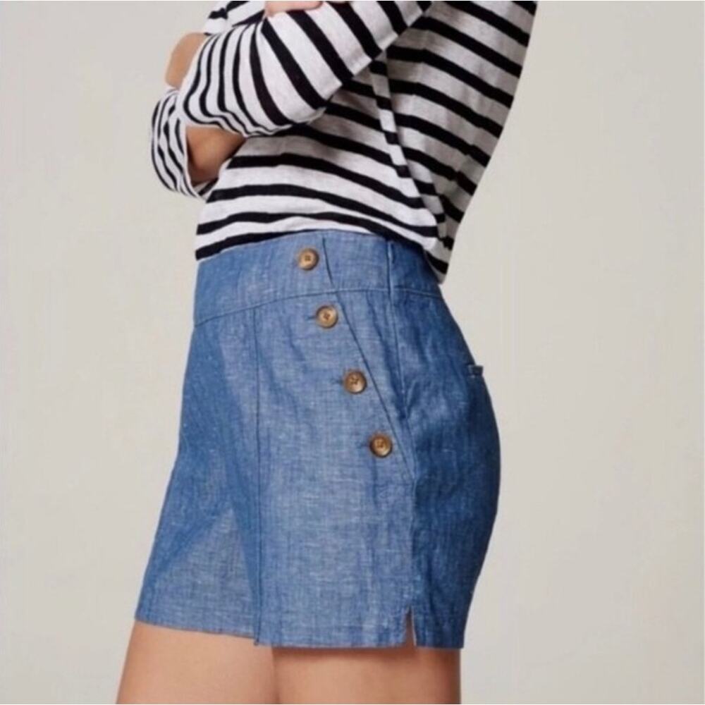 LOFT Riviera 4 Inch Shorts in Chambray - Picture 7 of 8
